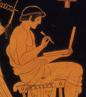Ancient Greek boy with tablet