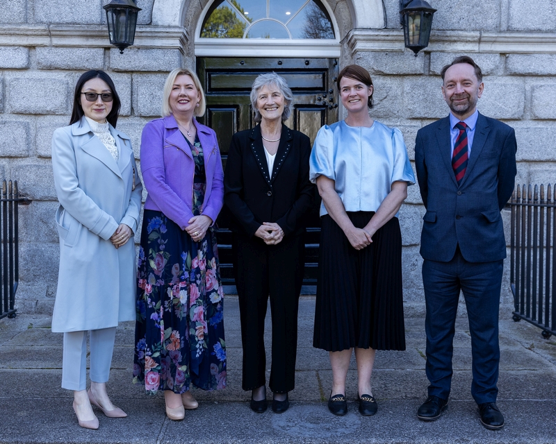 Prof Karena Yan, Dean of School of Business, Prof Alma McCarthy, Executive Dean of the College of Business, Public Policy and Law, President Catherine Connolly, Julie Stafford, Director of Development and Alumni Relations, Prof Martin Hogg, Dean of School of Law