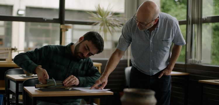 Archaeological artefact studies: (L-R) Brendan Winters and Dr Carleton Jones.