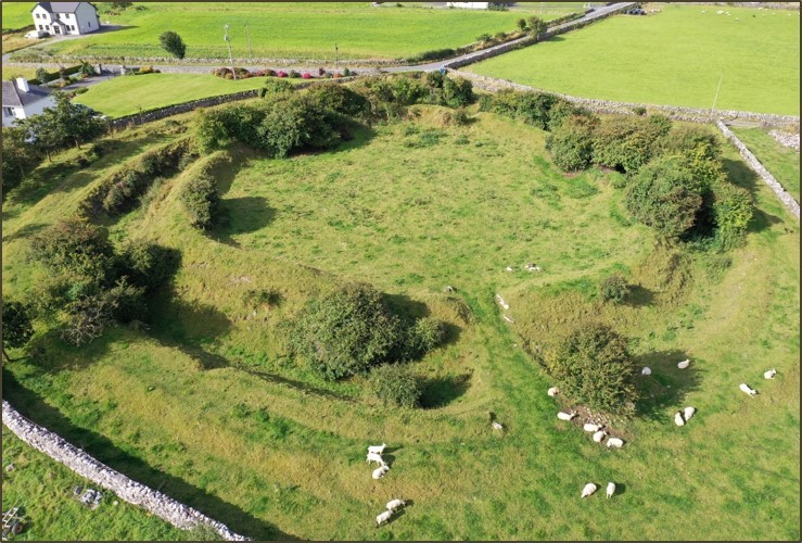 Rathcroghan Ringfort, Maree Peninsula, Aerial View of the archaeological site.