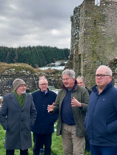 Minister Noonan TD, Frank Feighan TD, Dr Kieran O'Conor & PJ O'Neill during a visit to Moygara Castle 2024 400