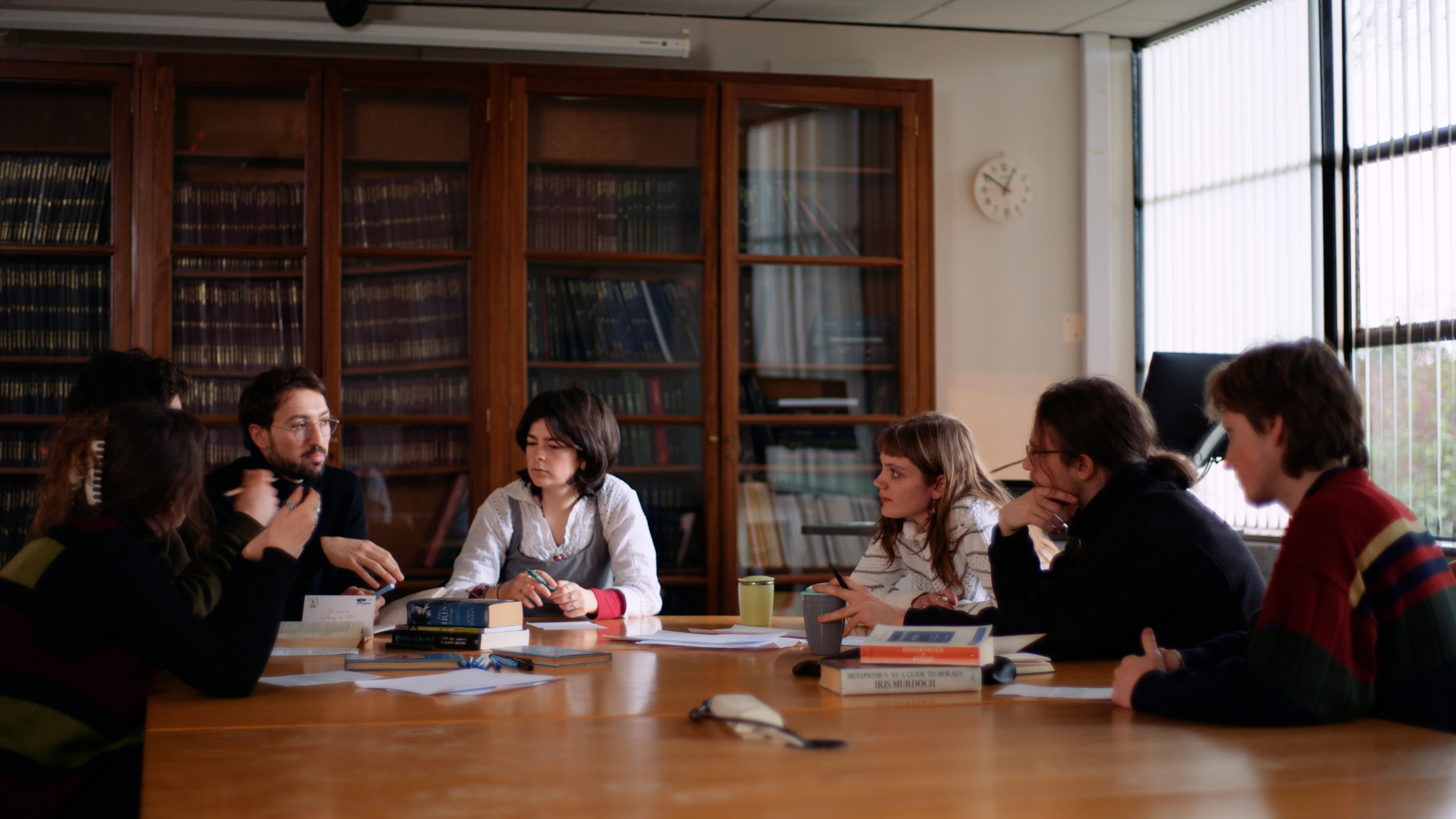 Philosophy students engaging in discussion