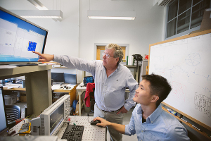 Prof Eric Fossum in Lab