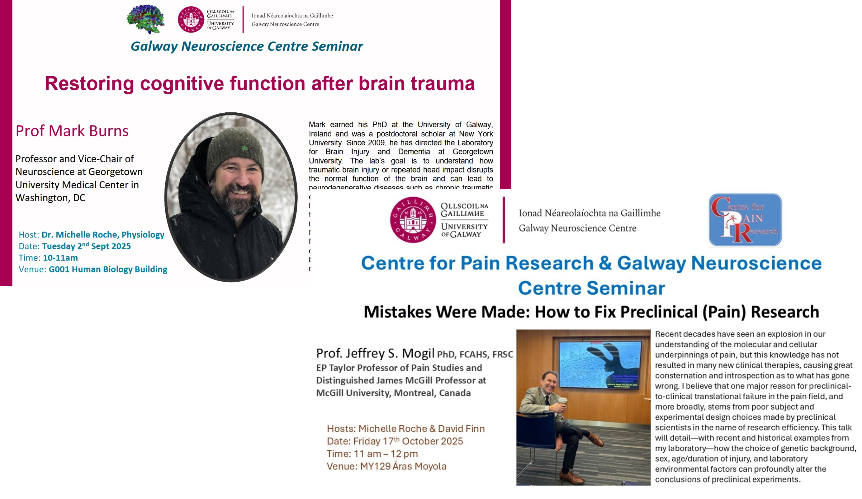 two examples of 2025 invited speaker seminar notices