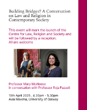 Poster for the launch of the Centre for Law, Religion and Society