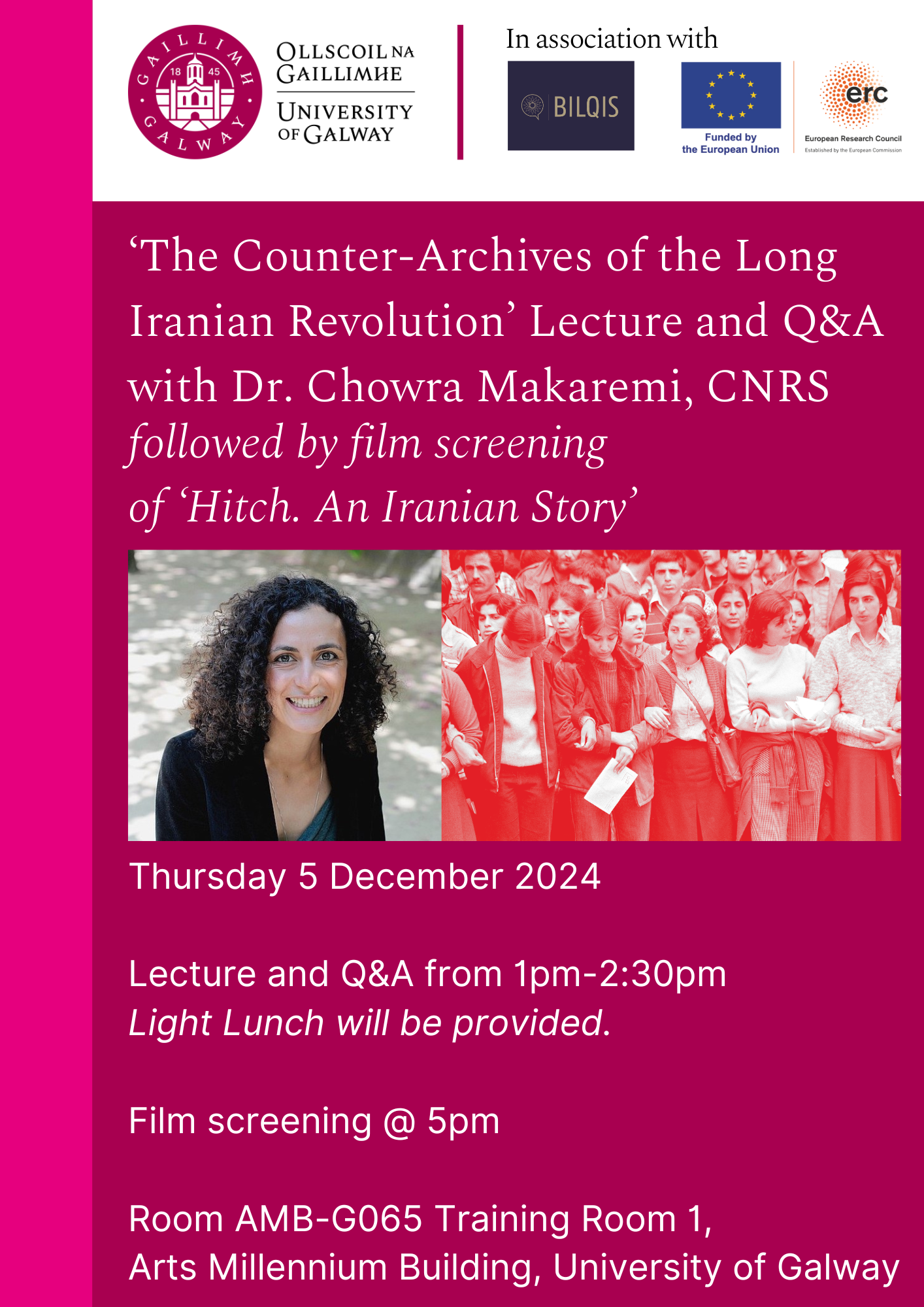poster for two events of Dr Chowra Makaremi