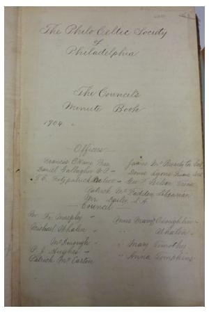 Philo Celtic Society Minute Book