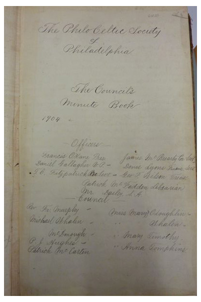 Philo Celtic Society Minute Book