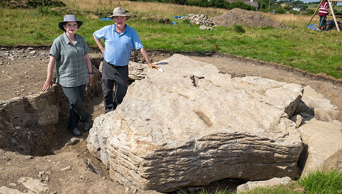Dr Michelle Comber and Dr Noel McCarthy, co-directors of the Maree Project, next to the newly uncove