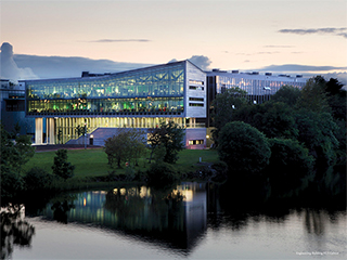 View of new NUIG Engineering Building at dusk