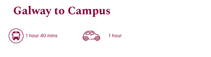 icons with times from galway to campus