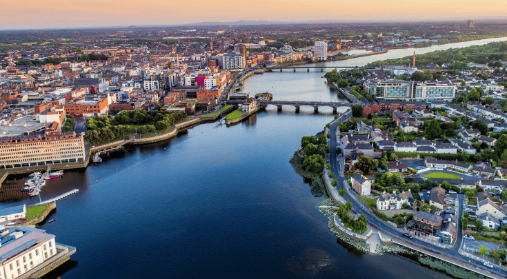 satellite image of Limerick city