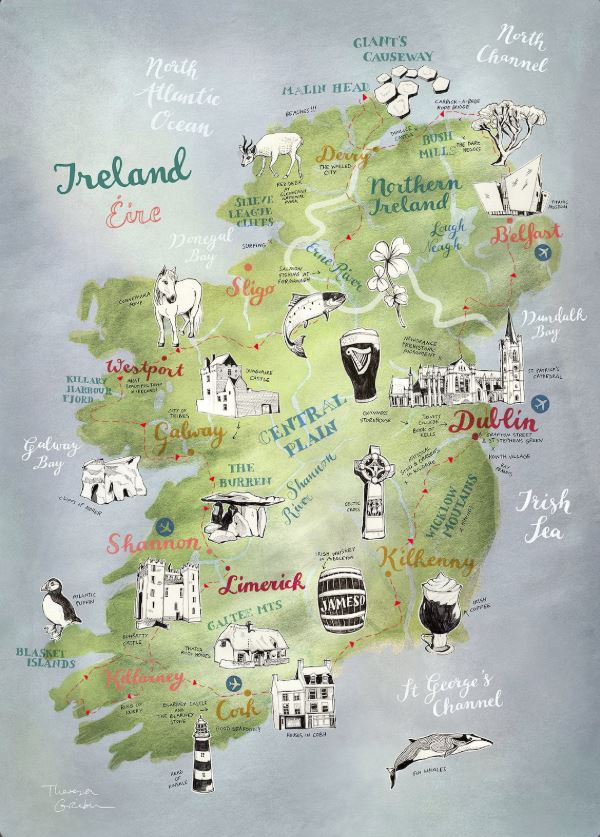 Cartoon map of Ireland