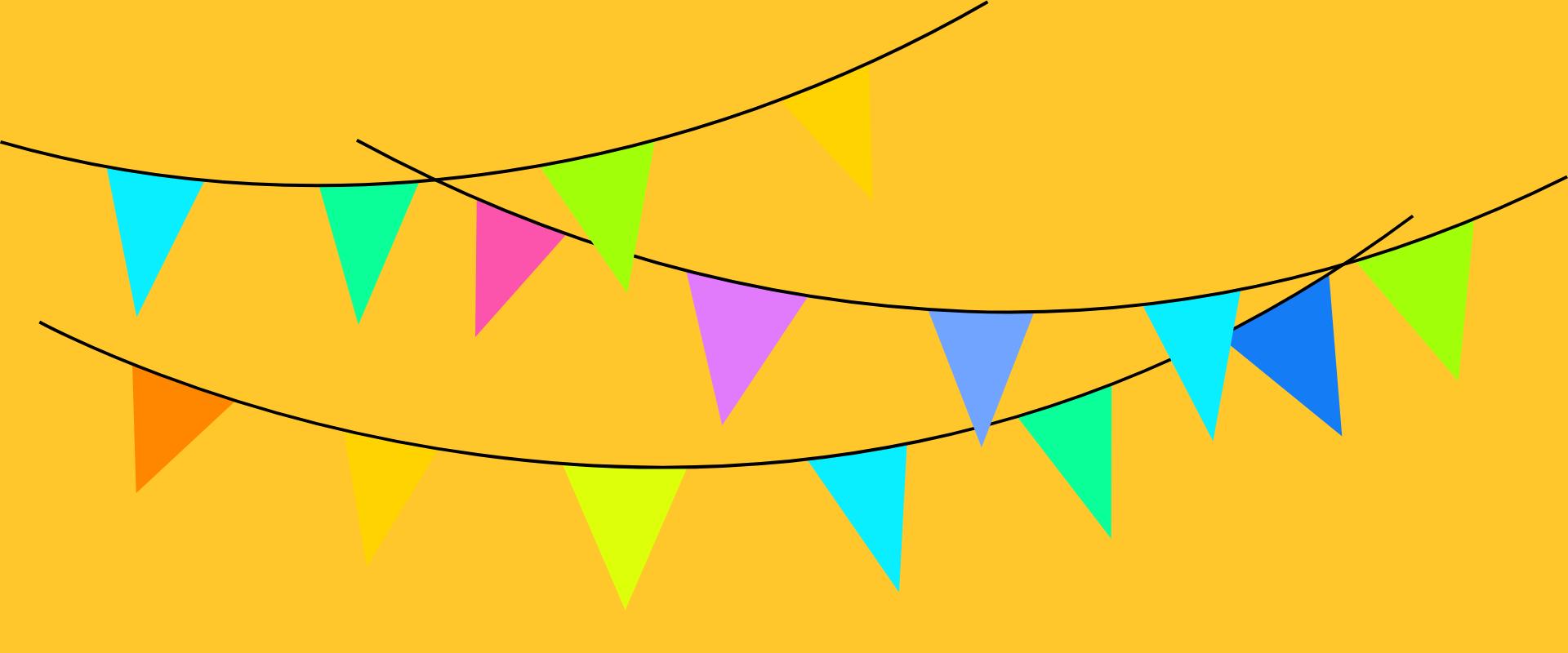yellow background with colourful bunting