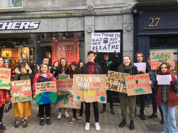 students attending climate strike