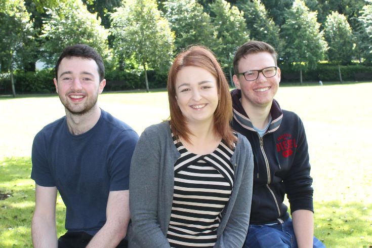 three students pictured who received the NUI Galway Student Sustainability Leadership Award