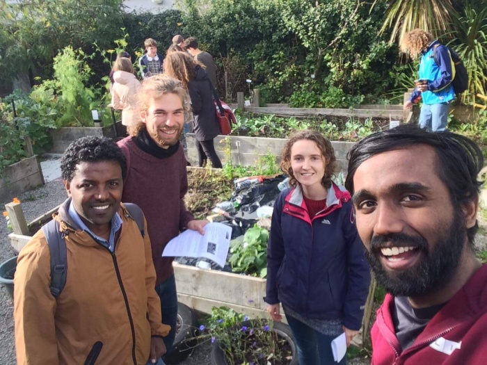 students in vegetable garden