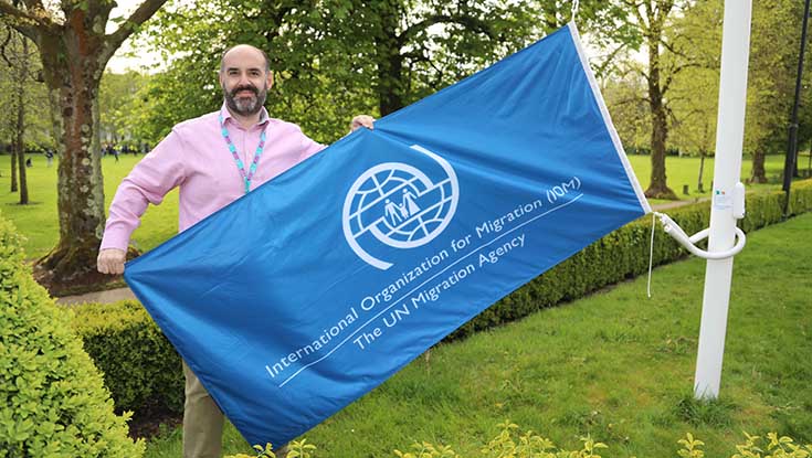 Tom Felle, Head of the Discipline of Journalism and Communications at NUI Galway, at the flag raisin