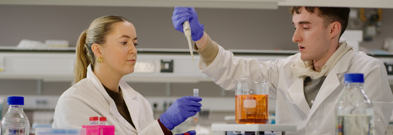 Boy and Girl working in lab